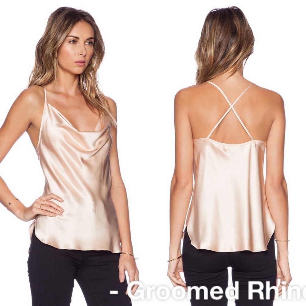 NWT Amanda Uprichard Cream Satin Tank Top Size S